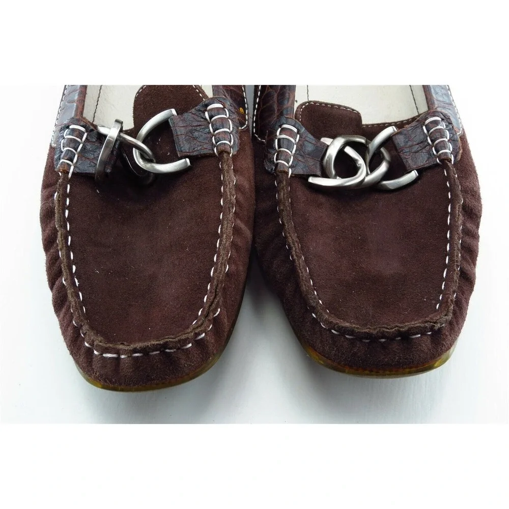 Asgi Size 8 M Brown Square Toe Loafer Leather‎ Women